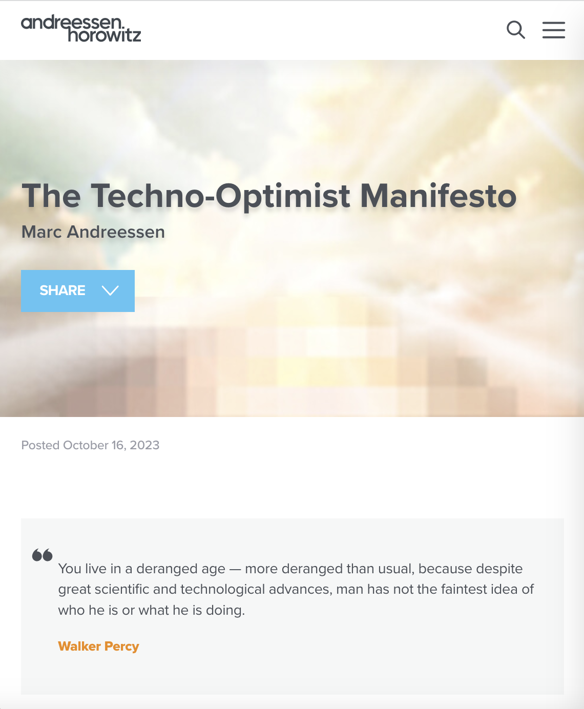 The Techno-Optimist Manifesto